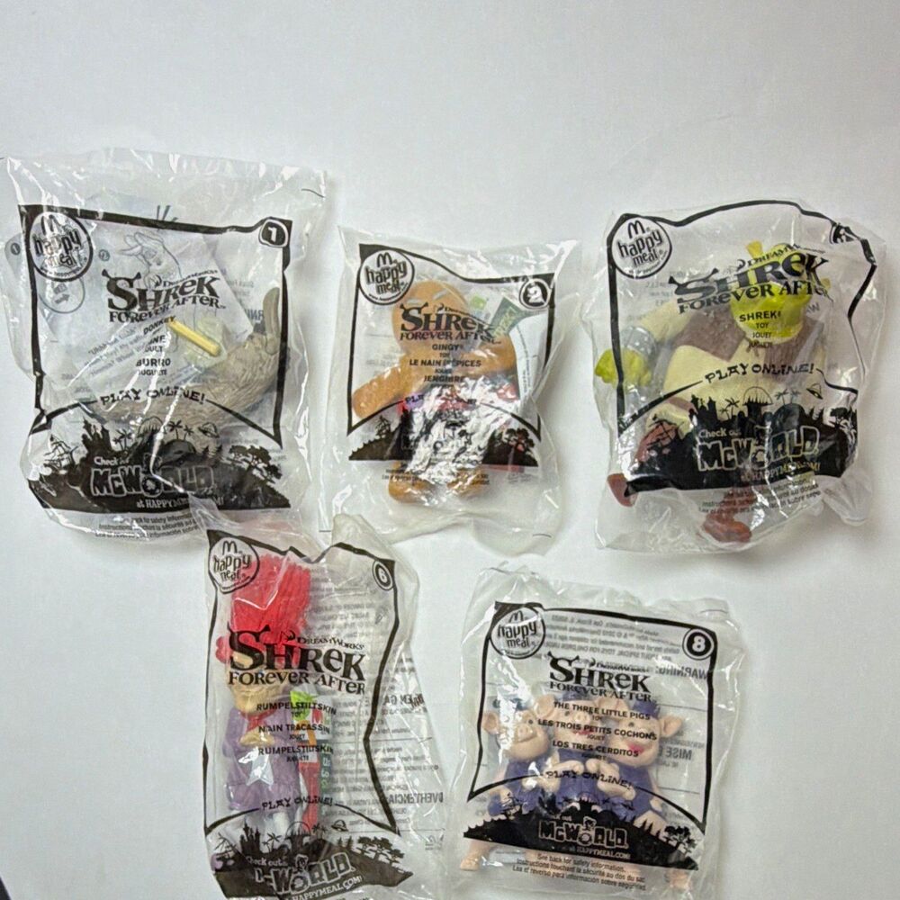 McDonald's Happy Meal Shrek Forever After Toys Lot of 5 Sealed 2010 #1,2,3,6,8.